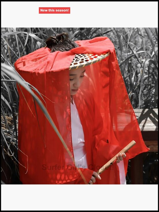 Handmade Ancient Chinese Bamboo Hat with Veil for Men Women Cosplay Knight Kung main image 4